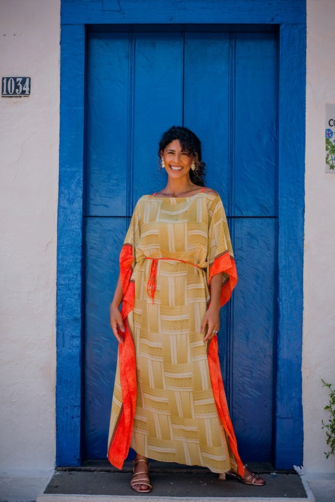 KAFTAN JAVA BEIGE AND ORANGE