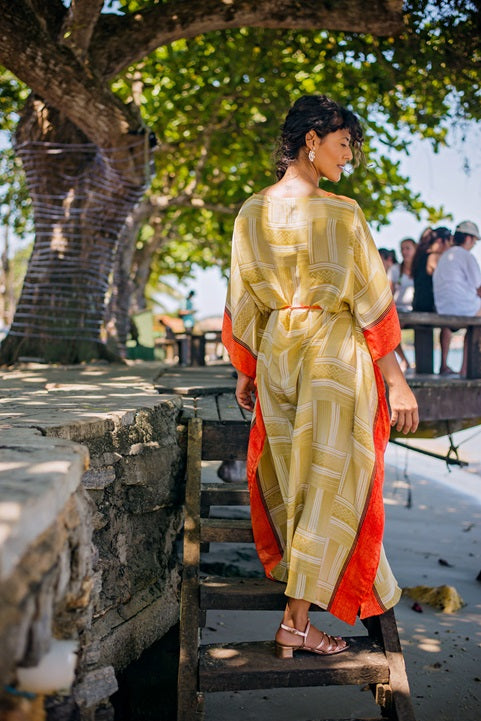 KAFTAN JAVA BEIGE AND ORANGE