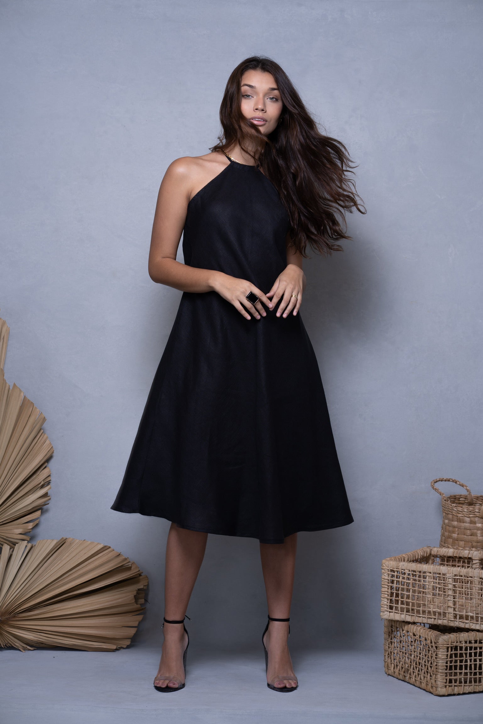 IVY SMOOTH LINEN MIDI DRESS