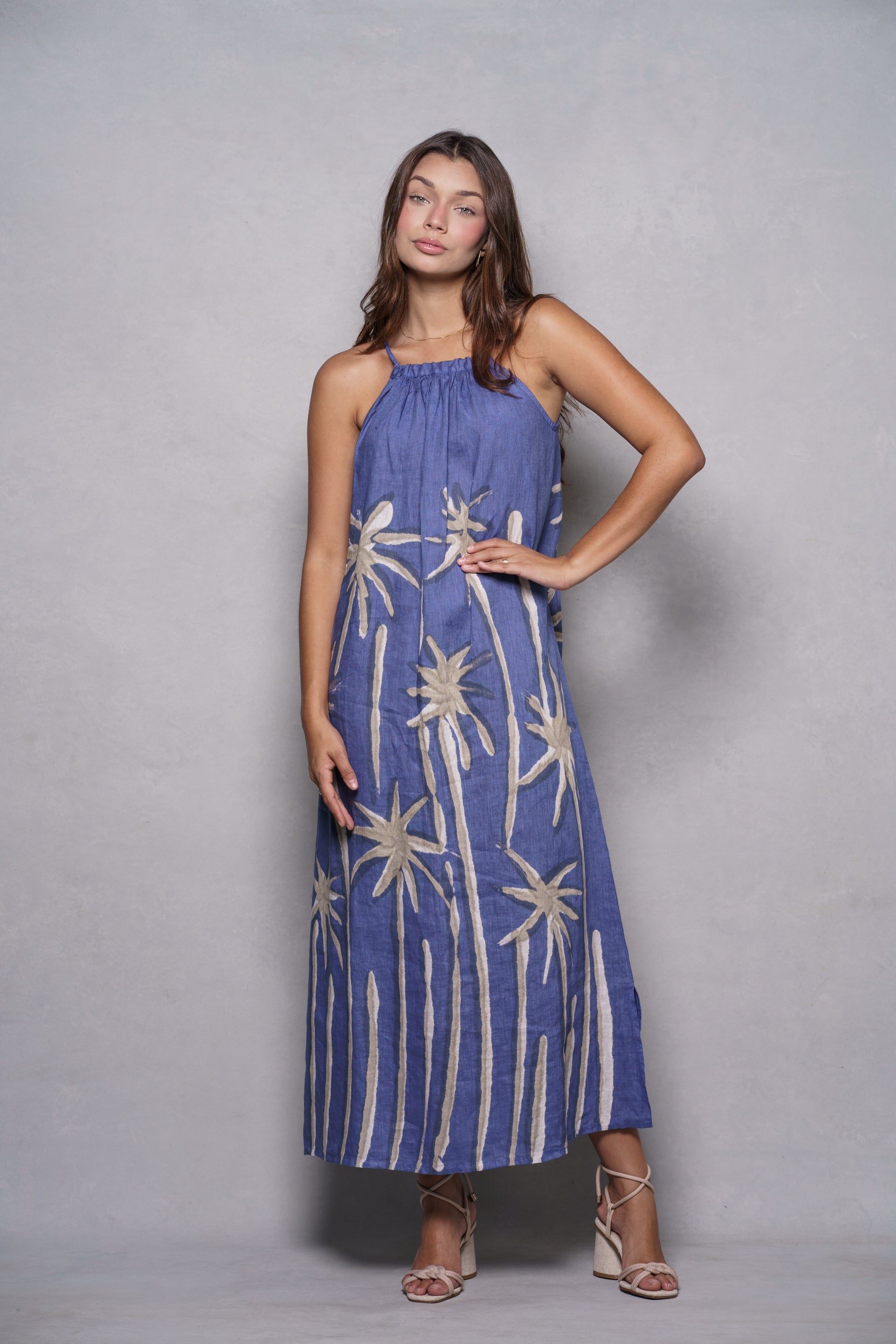 PAINTED LINEN SUMATRA DRESS